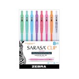 Zebra Pen Sarasa Clip Gel Retractable Pen, 0.5mm Fine, Assorted Milky Pastel, 8 CT, thumbnail image