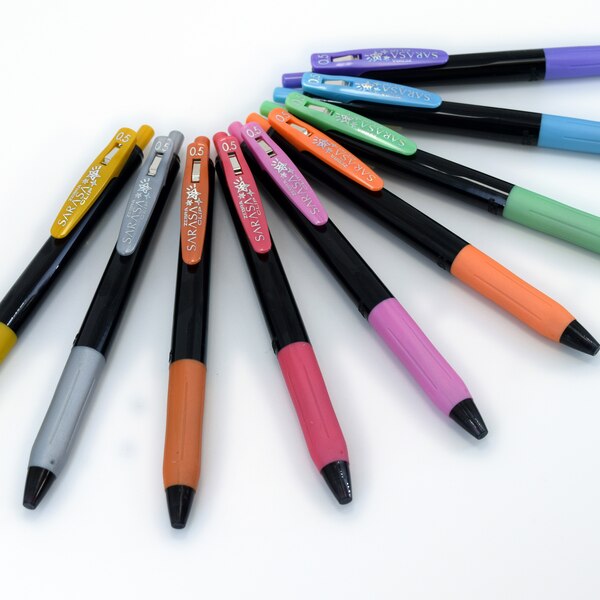 Zebra Sarasa Clip Retractable Gel Pens, 0.5mm, Assorted Decoshine Colors, 9 pk