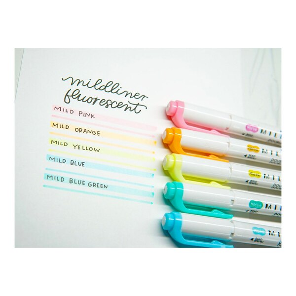 Zebra Pen Mildliner Double Ended Highlighter, Assorted Fluorescent Set, 5 CT