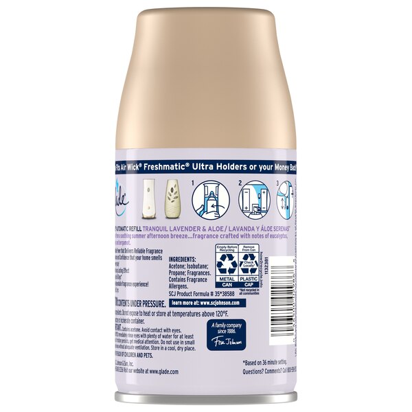 Glade Air Freshener Automatic Spray Refill, Lavender & Aloe, 6.2 oz