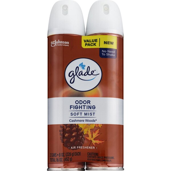 Glade Soft Mist Air Freshener Spray, Cashmere Woods Scent, 8 oz, 2 ct