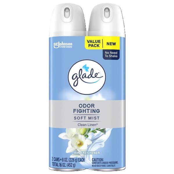 Glade Soft Mist Air Freshener Spray, Clean Linen Scent, 8 oz, 2 ct