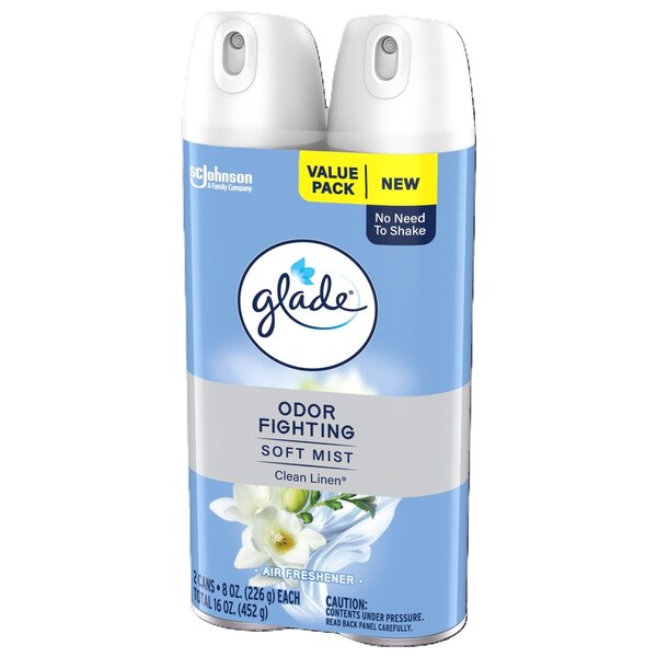 Glade Soft Mist Air Freshener Spray, Clean Linen Scent, 8 oz, 2 ct