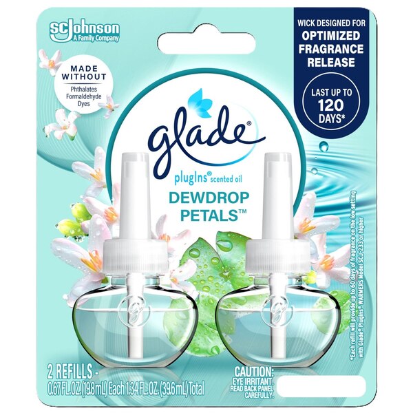 Glade PlugIns Scented Oil Refill, Dewdrop Petals Scent, 2 ct