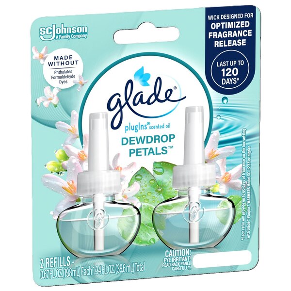 Glade PlugIns Scented Oil Refill, Dewdrop Petals Scent, 2 ct