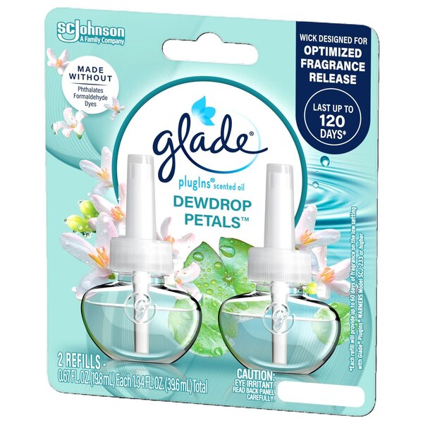 Glade PlugIns Scented Oil Refill, Dewdrop Petals Scent, 2 ct