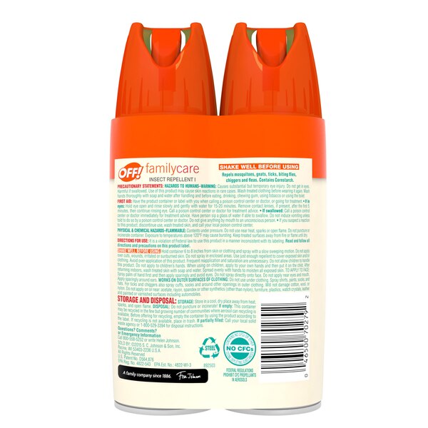 OFF! FamilyCare Insect Repellent I, Smooth & Dry, 4 OZ, 2 CT