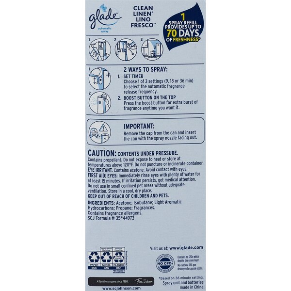 Glade Automatic Spray Air Freshener Kit, Spring Clean Scent, 6.2 oz
