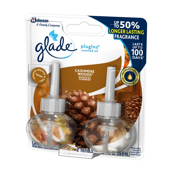 Glade PlugIns Scented Oil Refill, Cashmere Woods, 1.34 oz, 2 ct