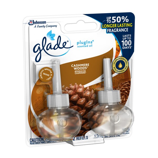 Glade PlugIns Scented Oil Refill, Cashmere Woods, 1.34 oz, 2 ct