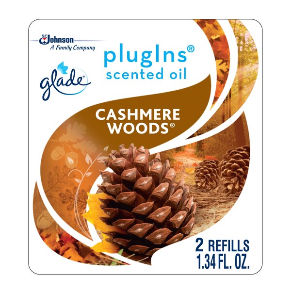 Glade PlugIns Scented Oil Refill, Cashmere Woods, 1.34 oz, 2 ct
