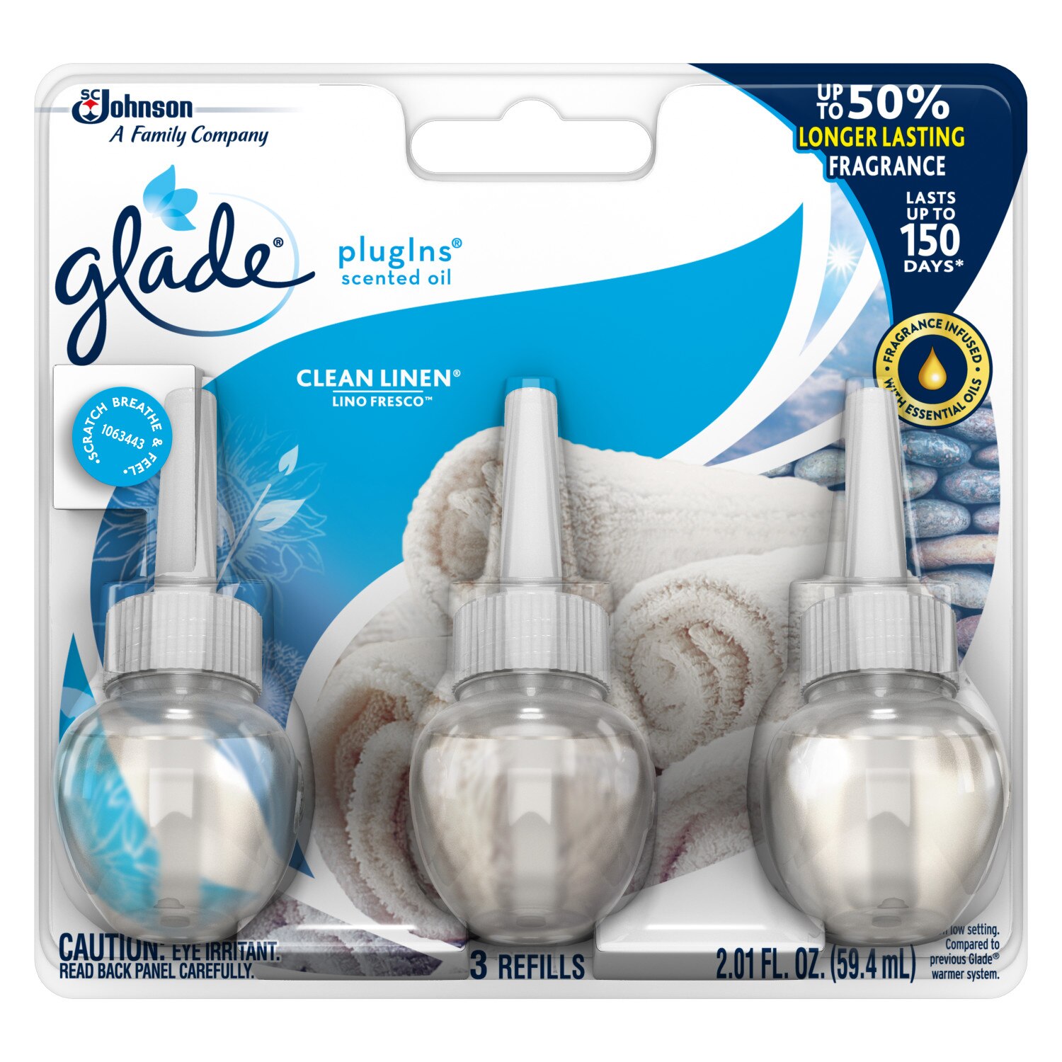 Glade PlugIns Scented Oil Refill Essential Oil Infused Wall Plug In, 3 CT