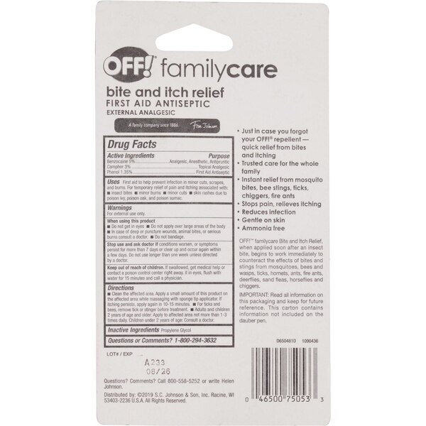 OFF! Familycare Bite & Itch Relief First Aid Antiseptic Pen, 0.5 oz 