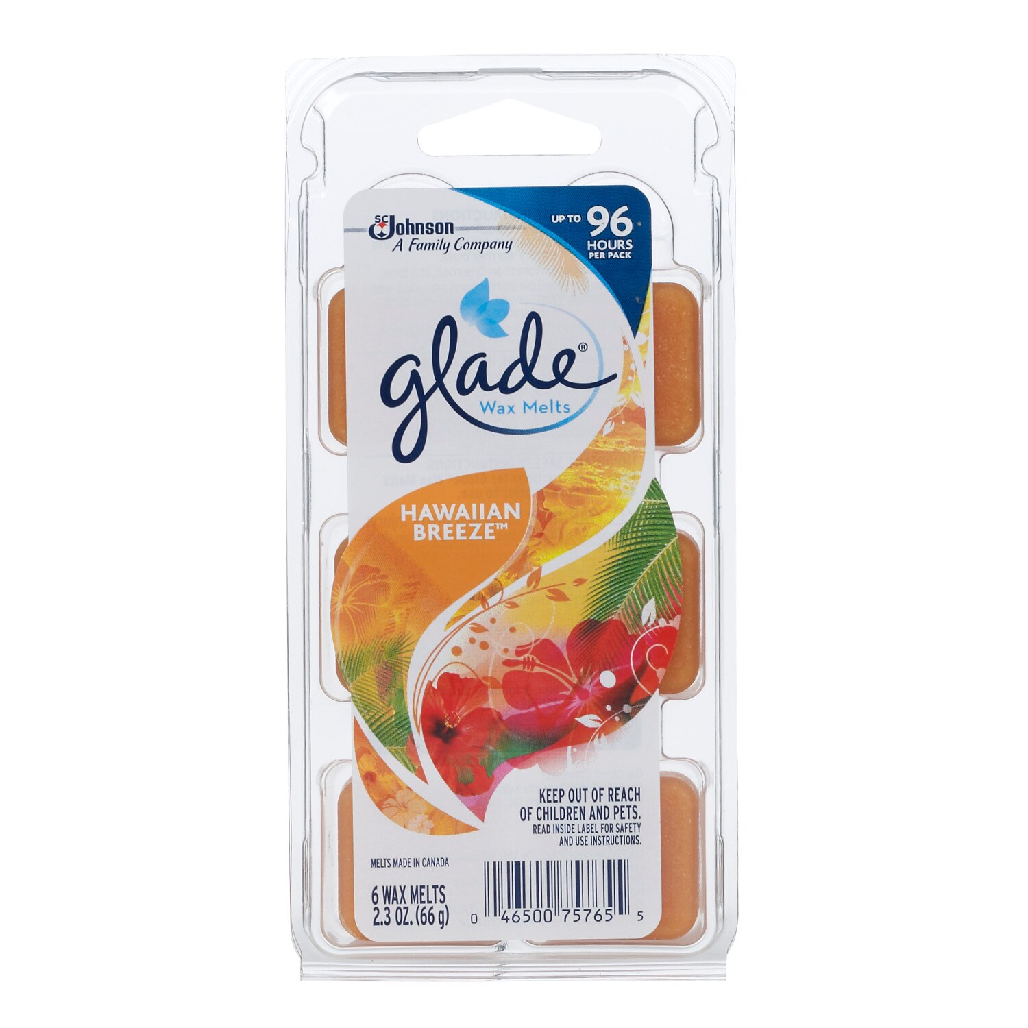 Glade Wax Melts Air Freshener Refill, Hawaiian Breeze, 6 CT