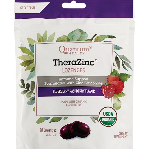 TheraZinc Throat Lozenges, Elderberry Raspberry, 18 CT