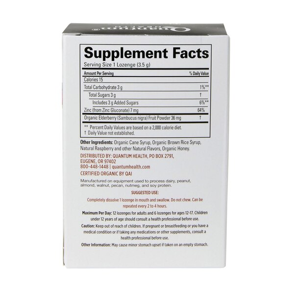 Quantum Health ThereaZinc Zinc Lozenges, Elderberry Raspberry, 25 CT