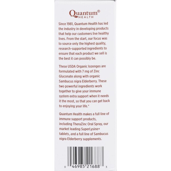 Quantum Health ThereaZinc Zinc Lozenges, Elderberry Raspberry, 25 CT