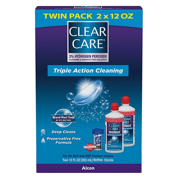 Clear Care Cleaning and Disinfecting Solution for Contact Lenses, 12 fl oz, Twin Pack