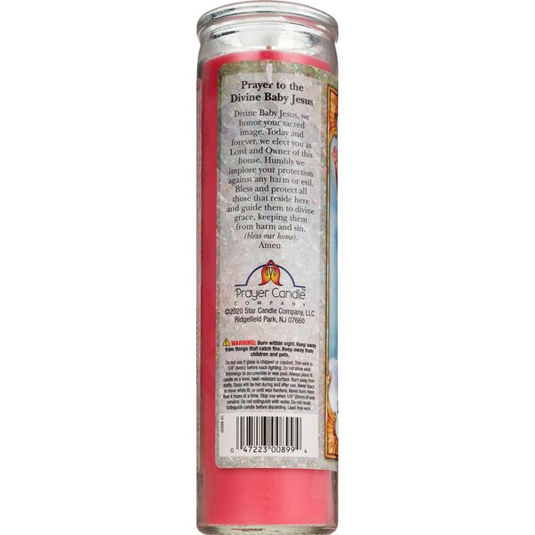Prayer Candle, Divino Nino Jesus Pink Wax, 8"