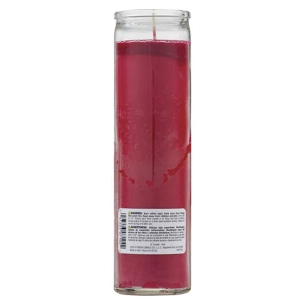 Star Candle 8 Inch Prayer Candle, Red, Unscented