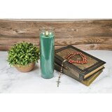 Star Candle 8 Inch Prayer Candle, Green, Unscented, thumbnail image