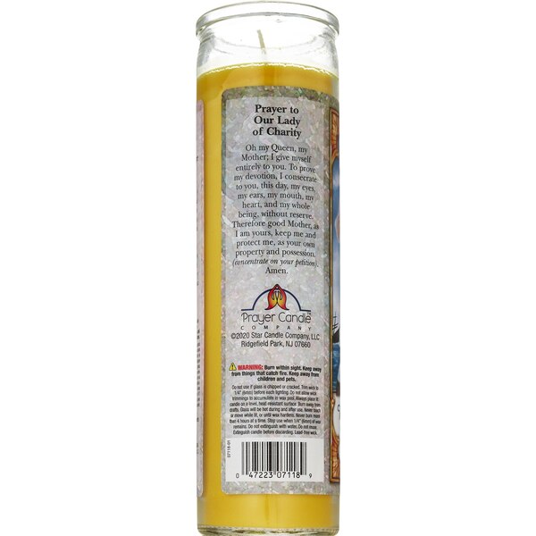 Prayer Candle, Caridad Del Cobre Yellow Wax, 8"