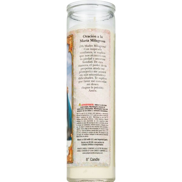 Prayer Candle Co. Miraculous Mother 8-inch Candle, White