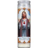 Star Candle Co. 8-Inch Sacred Heart of Jesus Prayer Candle, White, thumbnail image