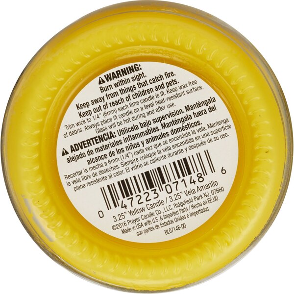 Prayer Candle, Novena Yellow, 4 OZ