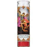 Star Candle 8 Inch St. Michael Archangel Prayer Candle, Red, thumbnail image