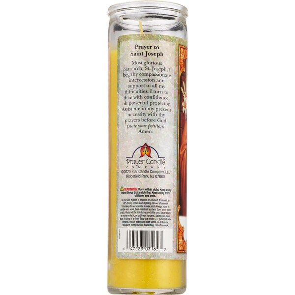 Star Candle 8 Inch Saint Joseph Prayer Candle, Yellow