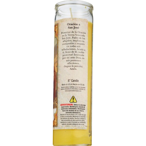 Star Candle 8 Inch Saint Joseph Prayer Candle, Yellow