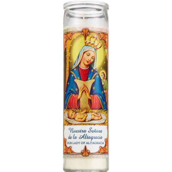 Star Candle 8 Inch Our Lady of Altagracia Prayer Candle, White
