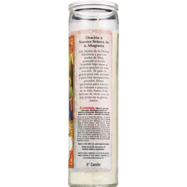 Star Candle 8 Inch Our Lady of Altagracia Prayer Candle, White