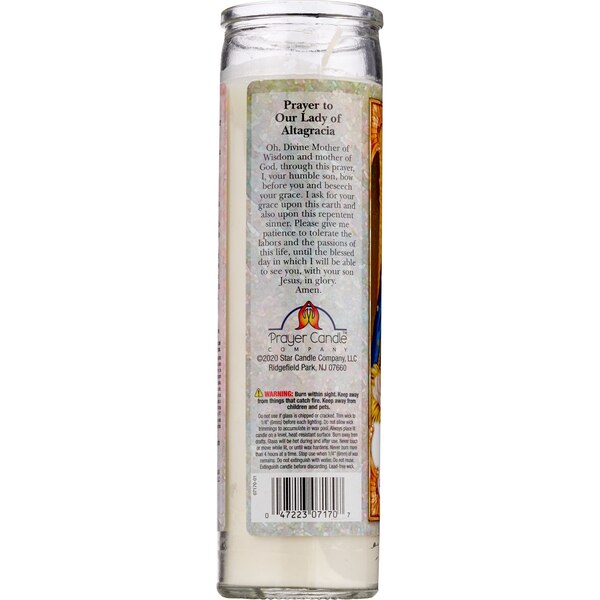 Star Candle 8 Inch Our Lady of Altagracia Prayer Candle, White