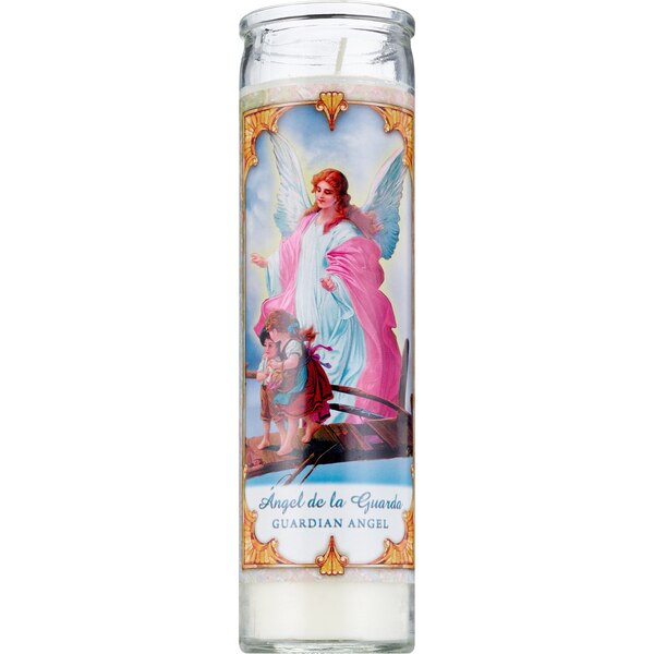 Vela para rezar, Ángel Guardián, cera blanca, 8"