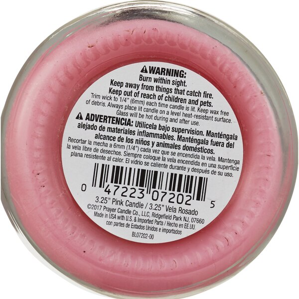 Prayer Candle, Novena Pink, 4 OZ
