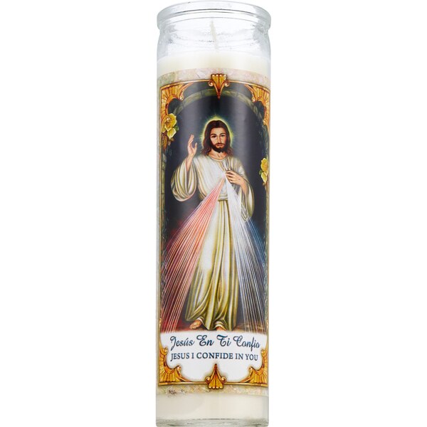 Prayer Candle, Saint Nino Diovino Pink, 8"