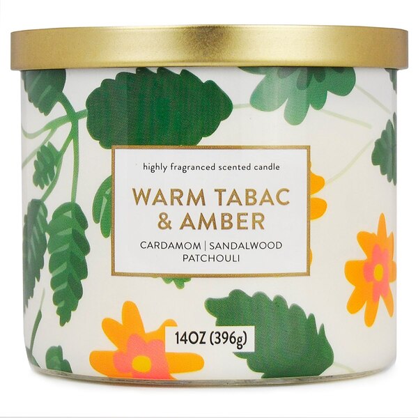 Star Candle Co. 3-Wick Candle, Warm Tabac & Amber, 14 oz