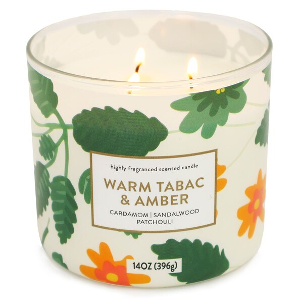 Star Candle Co. 3-Wick Candle, Warm Tabac & Amber, 14 oz
