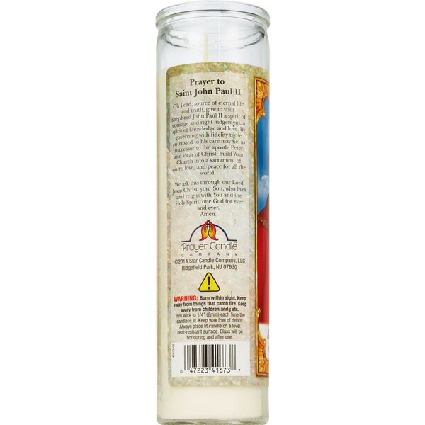 Star Candle 8 Inch Saint John Paul II Prayer Candle, Unscented