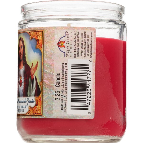 Prayer Candle, Novena Sacred Heart Red, 4 OZ