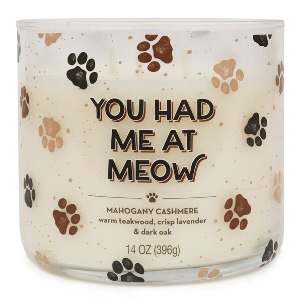 Star Candle Co. "You Had Me At Meow" 3-Wick Candle, Mahogany Cashmere, 14 oz