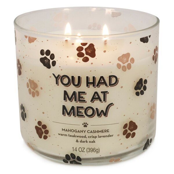 Star Candle Co. "You Had Me At Meow" 3-Wick Candle, Mahogany Cashmere, 14 oz