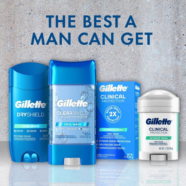 Gillette Clear Gel Antiperspirant & Deodorant Stick, Cool Wave, 2.85 OZ