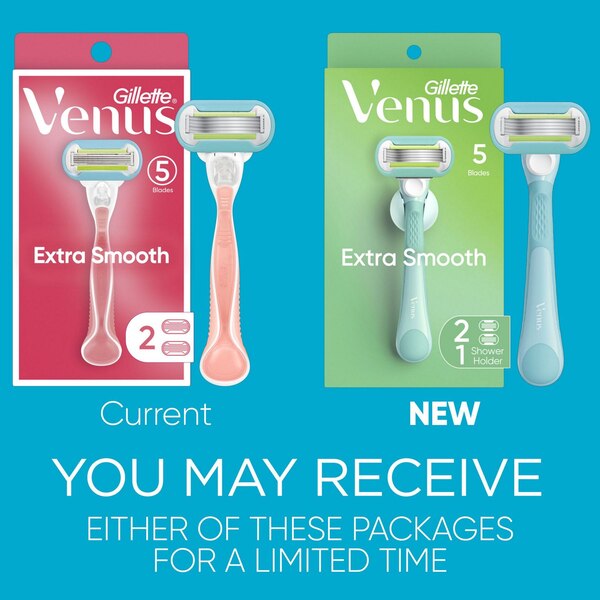 Gillette Venus Extra Smooth 5-Blade Razor + 2 Razor Blade Refills