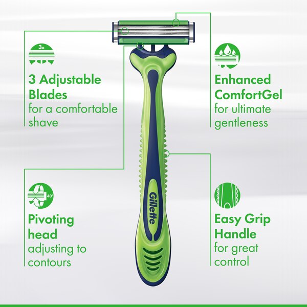 Gillette Sensor3 Sensitive 3-Blade Disposable Razor,  4 CT