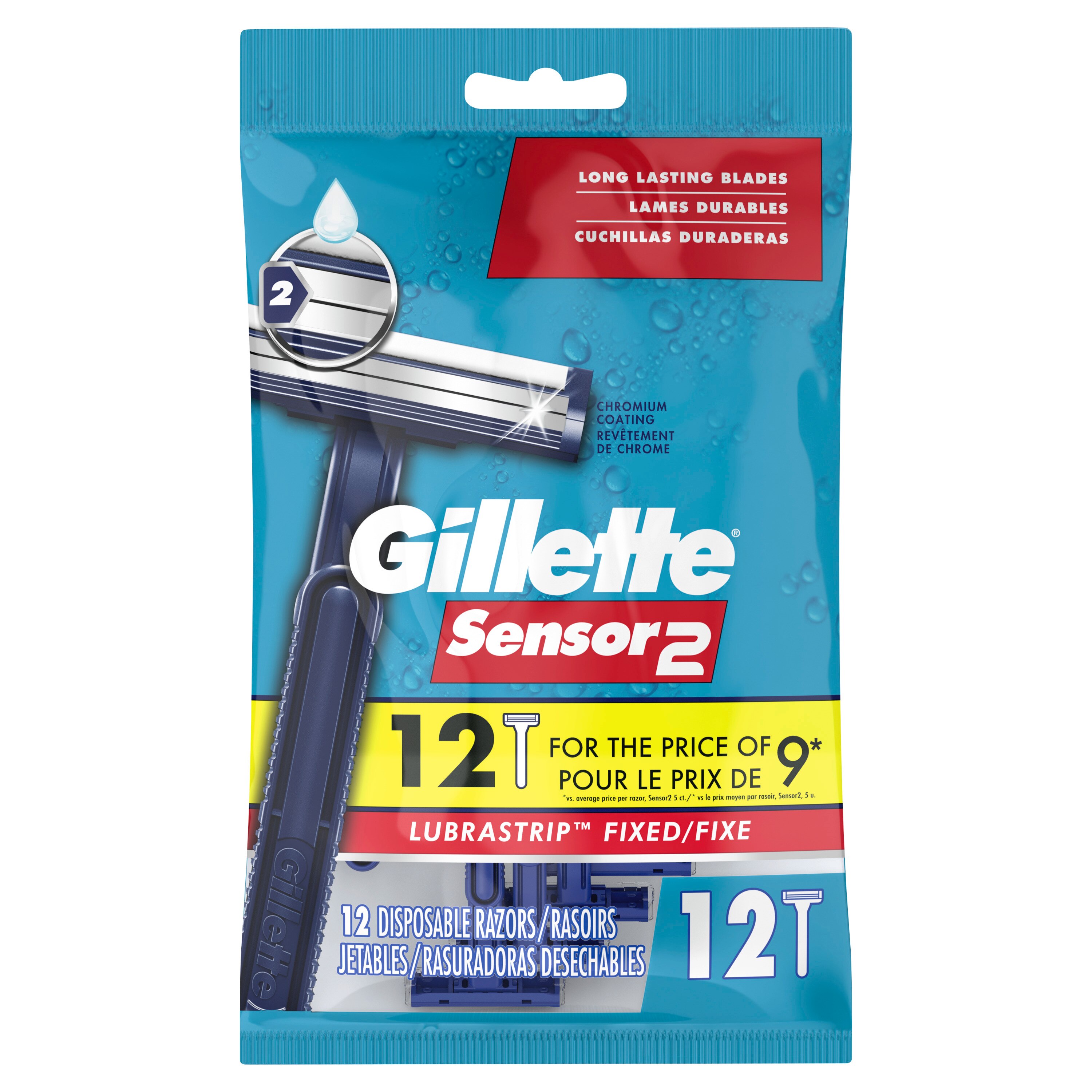 Gillette Sensor2 - Rasuradoras desechables para hombres, con Lubrastrip, 12 u.