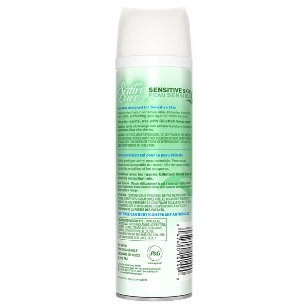 Gillette Satin Care Sensitive Skin Shave Gel with Aloe Vera, 7 OZ