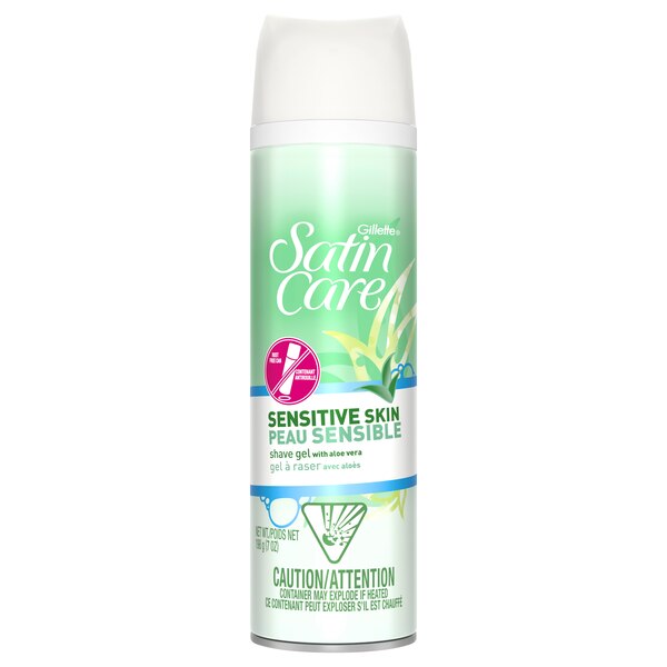 Gillette Satin Care Sensitive Skin Shave Gel with Aloe Vera, 7 OZ